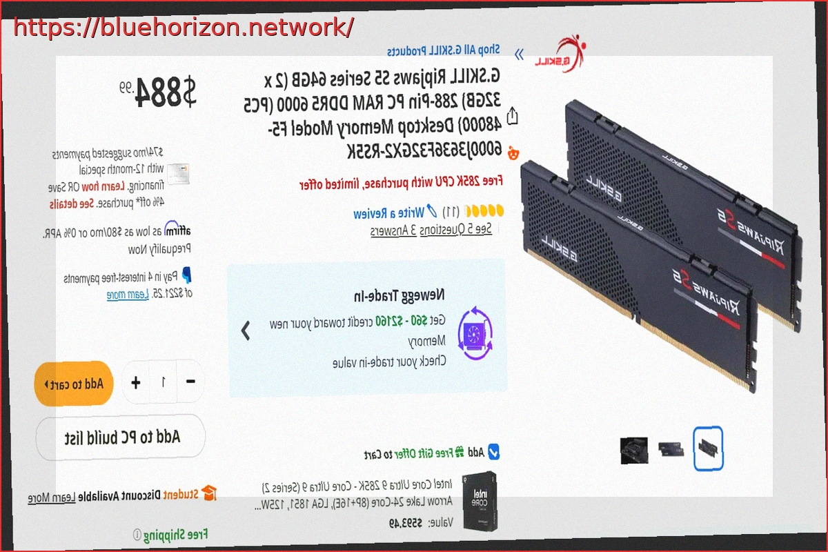 Preview Unbelievable Deal: Newegg Offered Free Intel Core Ultra 9 285K CPU with G.SKILL DDR5 RAM Purchase